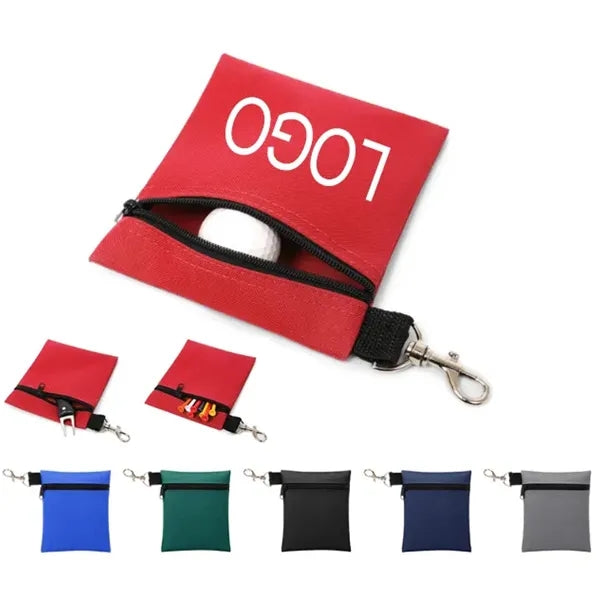 Zippered Golf Ball Pouch w/ Carabiner