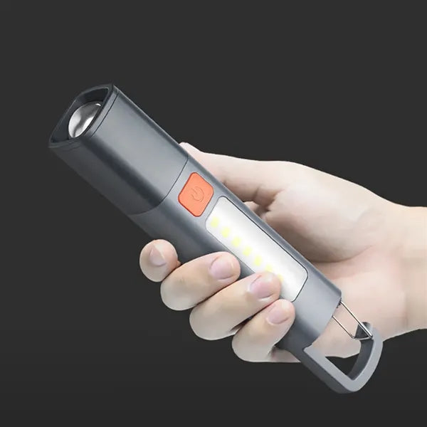 Rechargeable Bright LED Flashlight with Cob Work Light