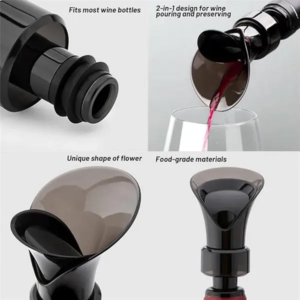 2 in 1 Flower Shape Wine Closure Stopper and Pourer