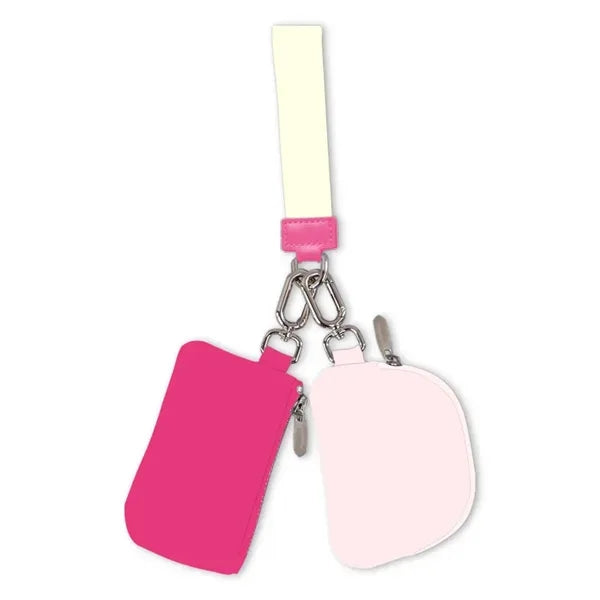 Mini Zip Around Dual Pouch Portable Wristlet/Wallet