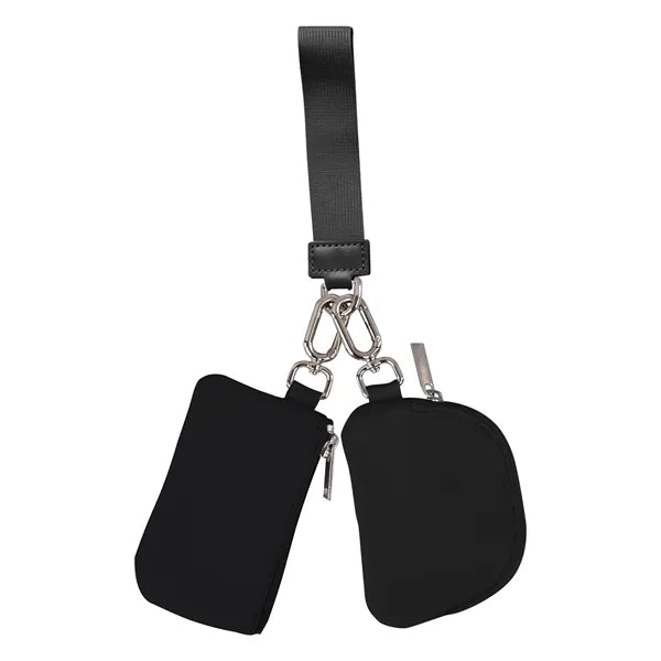 Mini Zip Around Dual Pouch Portable Wristlet/Wallet