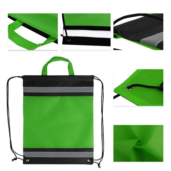 Reflective Tote Drawstring Bag Sports Gym Backpack