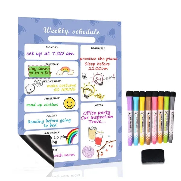 Magnetic dry erase board 12 x 19 inch refrigerator magnets.