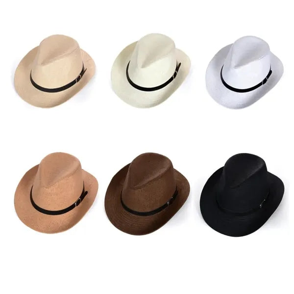 Country Western Wide Brim Straw Fedora Hat