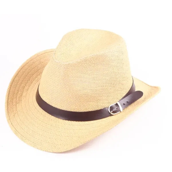 Country Western Wide Brim Straw Fedora Hat