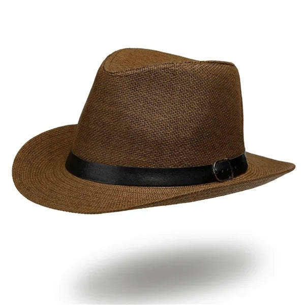 Country Western Wide Brim Straw Fedora Hat