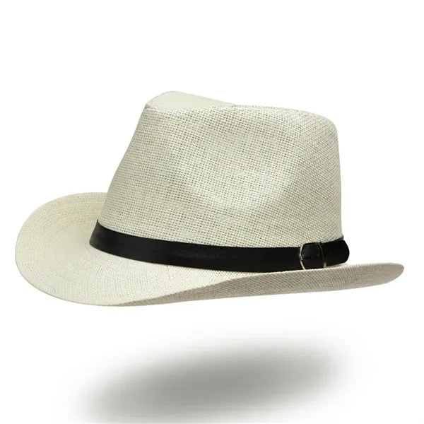 Country Western Wide Brim Straw Fedora Hat