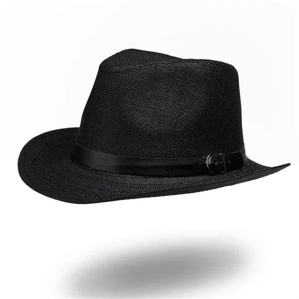 Country Western Wide Brim Straw Fedora Hat