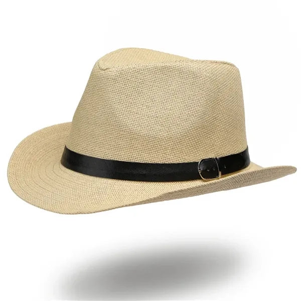 Country Western Wide Brim Straw Fedora Hat