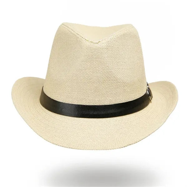 Country Western Wide Brim Straw Fedora Hat