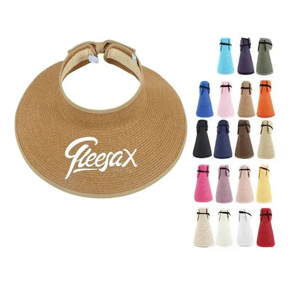 Wide Brim Roll-Up Straw Visor Hat