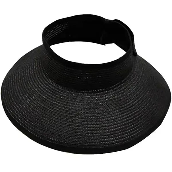 Wide Brim Roll-Up Straw Visor Hat