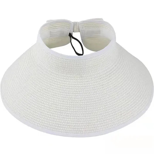 Wide Brim Roll-Up Straw Visor Hat