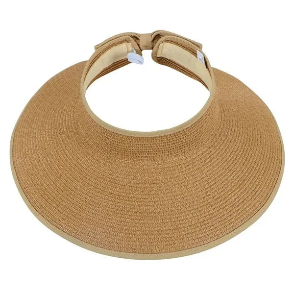 Wide Brim Roll-Up Straw Visor Hat