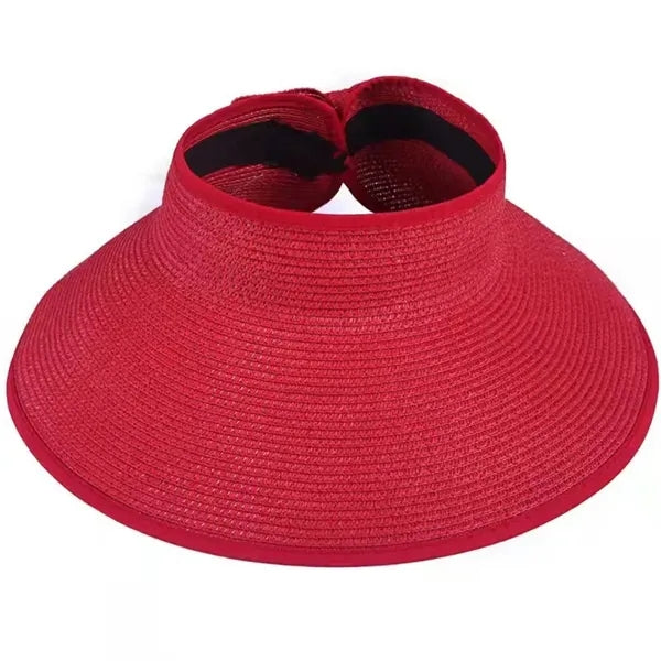Wide Brim Roll-Up Straw Visor Hat