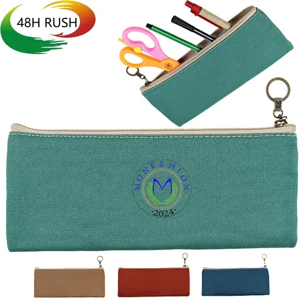 Pure Color Zip Cotton Pen Case