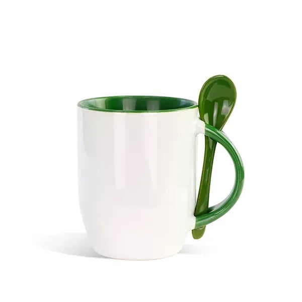 11oz Ceramic Coffee Mug With Handle & Spoon