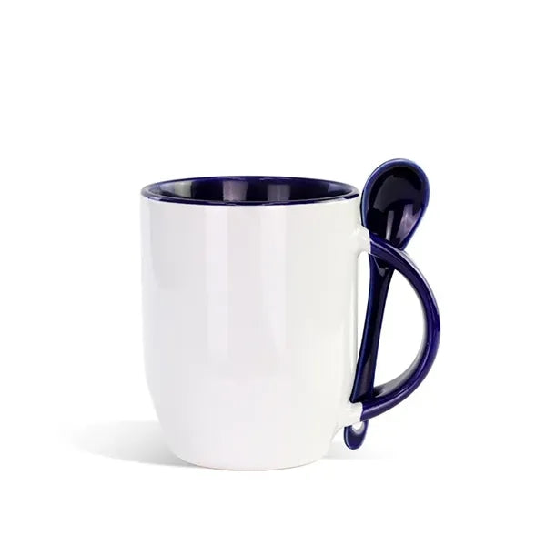 11oz Ceramic Coffee Mug With Handle & Spoon