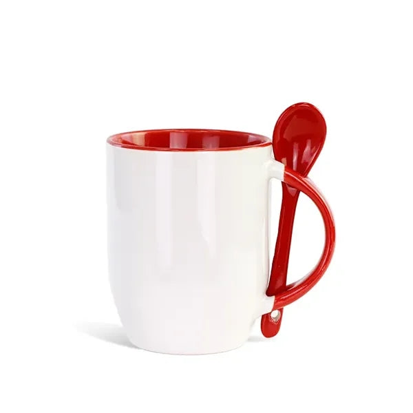 11oz Ceramic Coffee Mug With Handle & Spoon