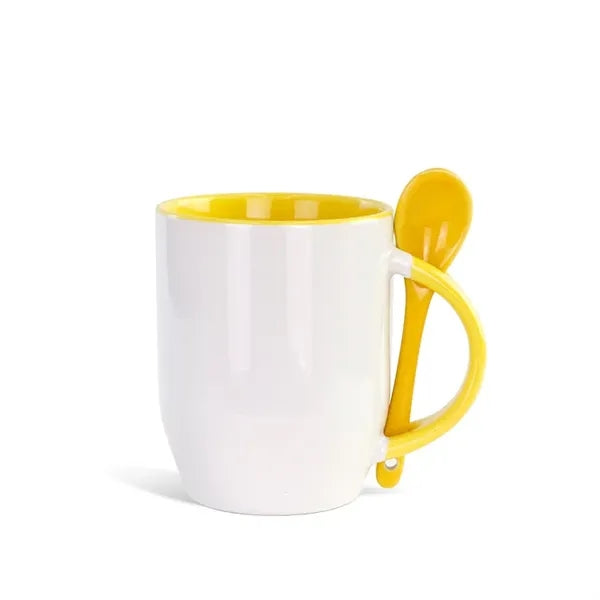 11oz Ceramic Coffee Mug With Handle & Spoon