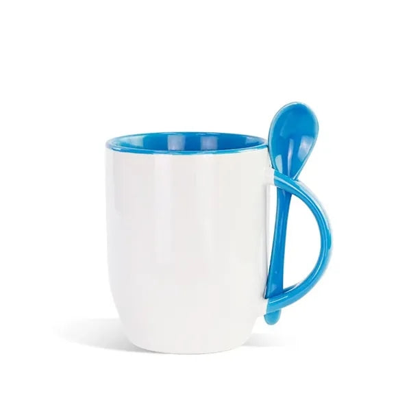 11oz Ceramic Coffee Mug With Handle & Spoon