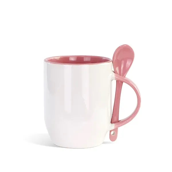 11oz Ceramic Coffee Mug With Handle & Spoon