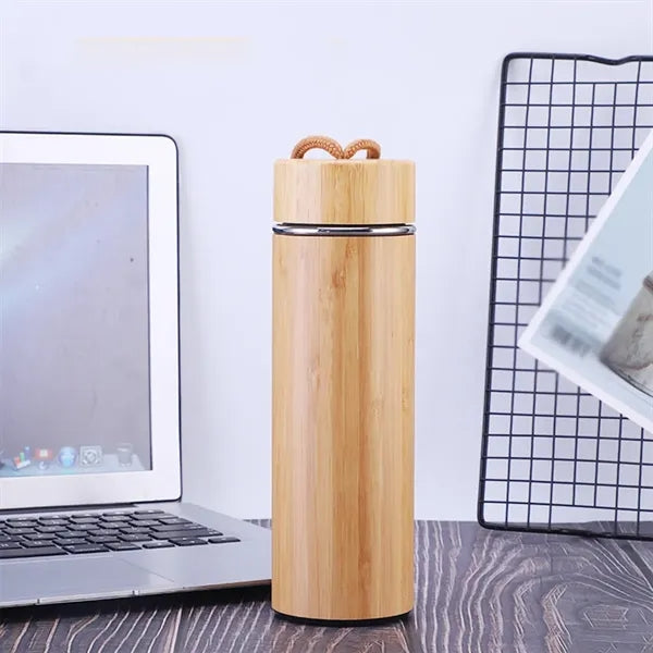 Eco-friendly Bamboo Thermos Insulated Bottle with Handle
