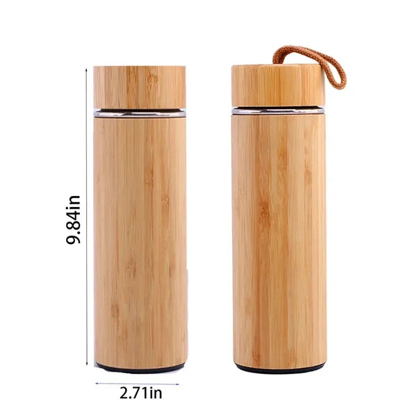 Eco-friendly Bamboo Thermos Insulated Bottle with Handle