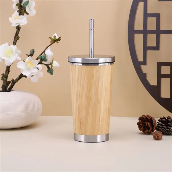 Eco-friendly Bamboo Thermos Insulated Bottle with Handle