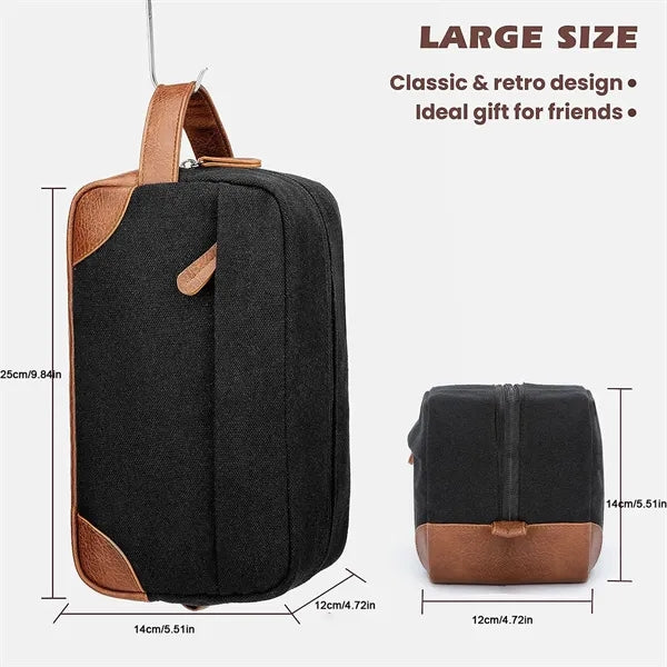 Canvas Toiletry Bag Hanging Dopp Kit Unisex