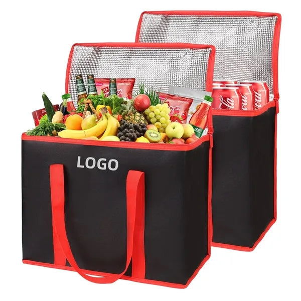 Tote Cooler Bags, Black with Red Edge