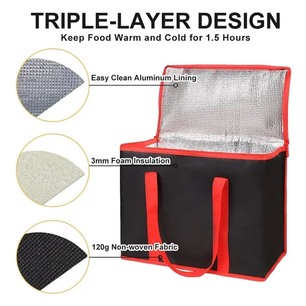 Tote Cooler Bags, Black with Red Edge