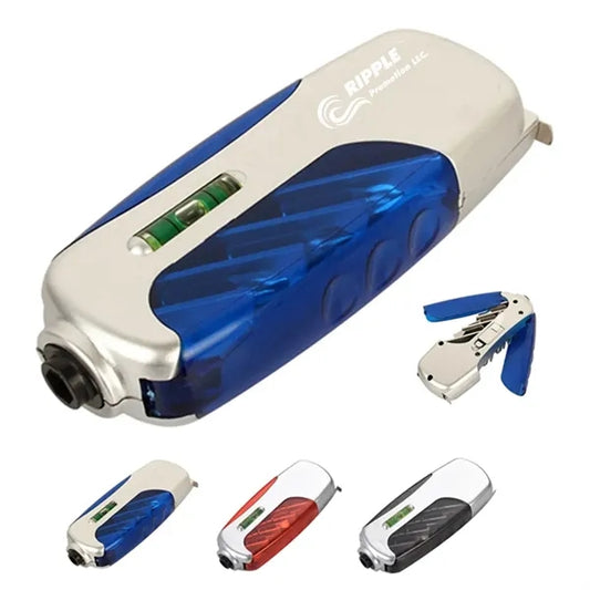 4 in 1 Tool with 6pcs Screwdrivers Tape Measure Head and LED