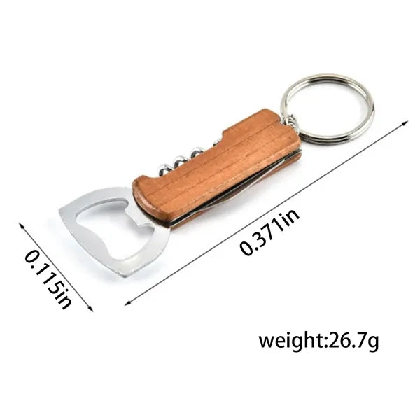 Eco-Friendly Multi Bamboo Bottle Opener Knife Keychain