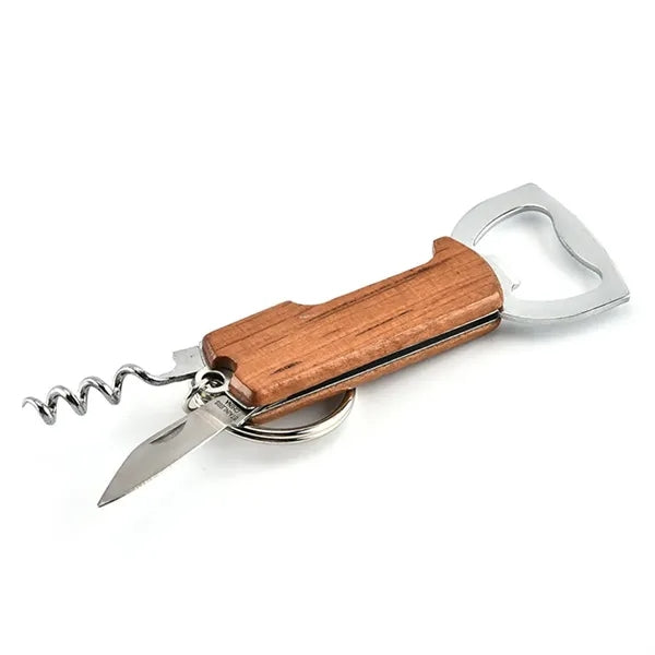 Eco-Friendly Multi Bamboo Bottle Opener Knife Keychain