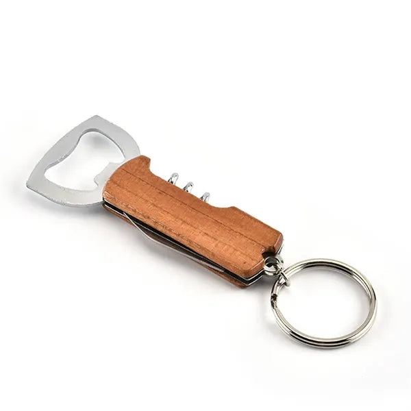Eco-Friendly Multi Bamboo Bottle Opener Knife Keychain