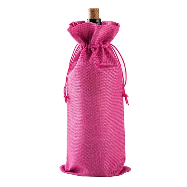 Linen Wine Bottle Drawstring Bag