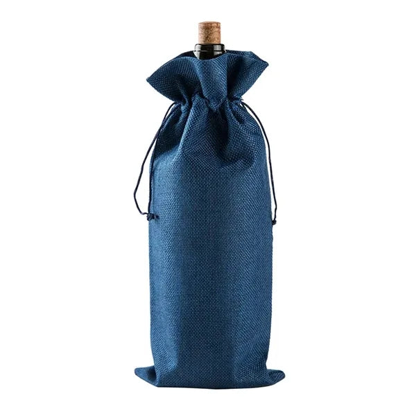 Linen Wine Bottle Drawstring Bag