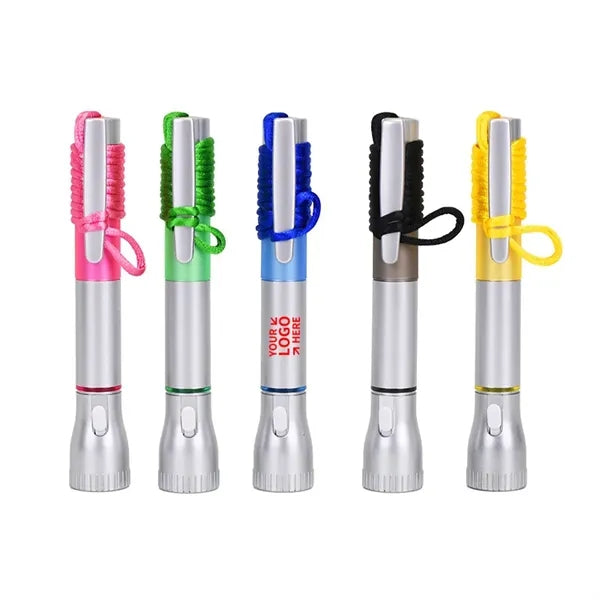 Flashlight with Pen and Lanyard