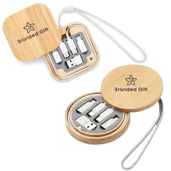 Bamboo Storage Box Multi USB Adapter Kit