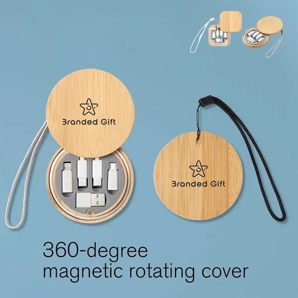 Bamboo Storage Box Multi USB Adapter Kit