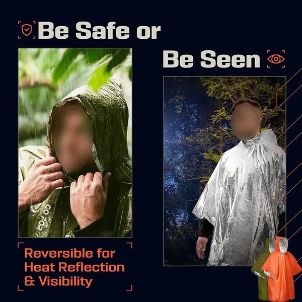 Emergency Rain Poncho with Mylar Blanket Liner
