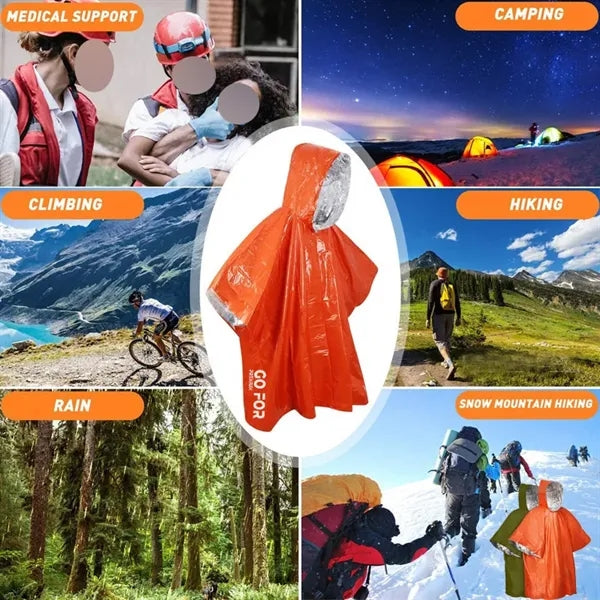 Emergency Rain Poncho with Mylar Blanket Liner