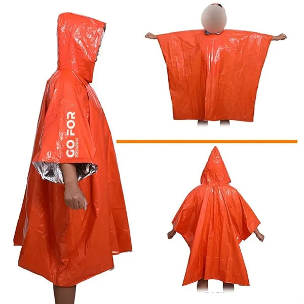 Emergency Rain Poncho with Mylar Blanket Liner