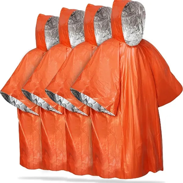 Emergency Rain Poncho with Mylar Blanket Liner
