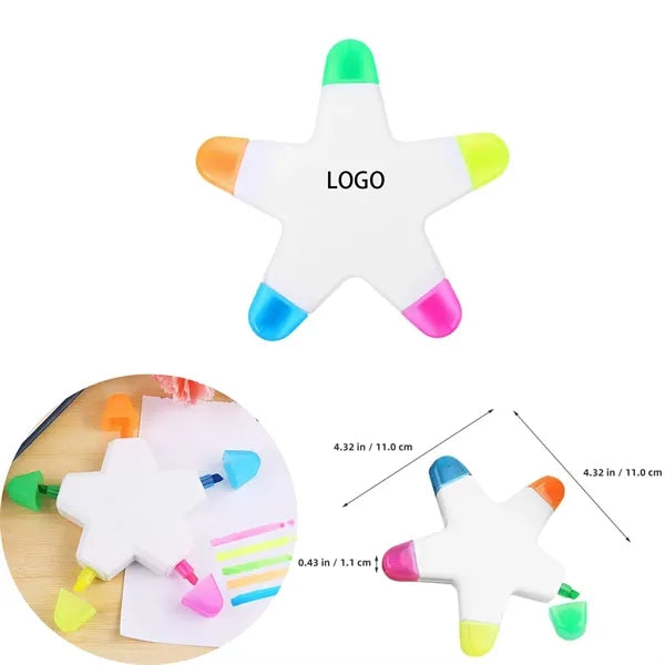 Five-Color Star Highlighter Marker Pen