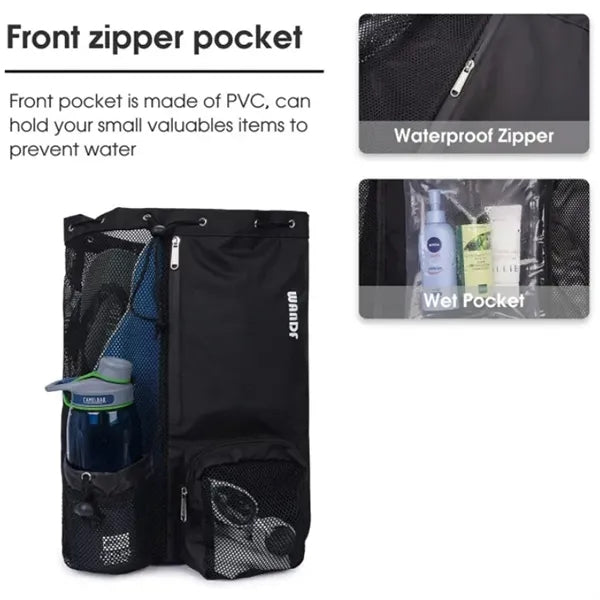 Mesh Swim Backpack Wet Dry Separation Drawstring Sports Bag