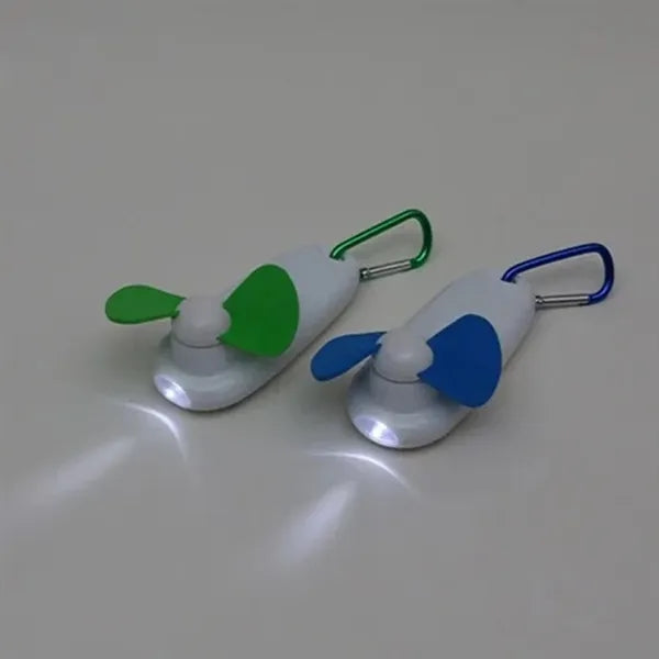 3-In-1 Mini Handheld Fan w/ LED Light & Aluminum Carabiner