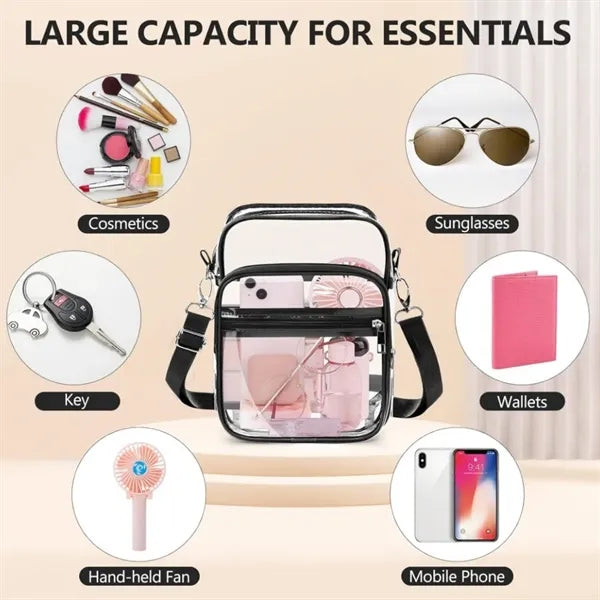 Stadium Approved PVC Clear Purse Bag with Adjustable Strap