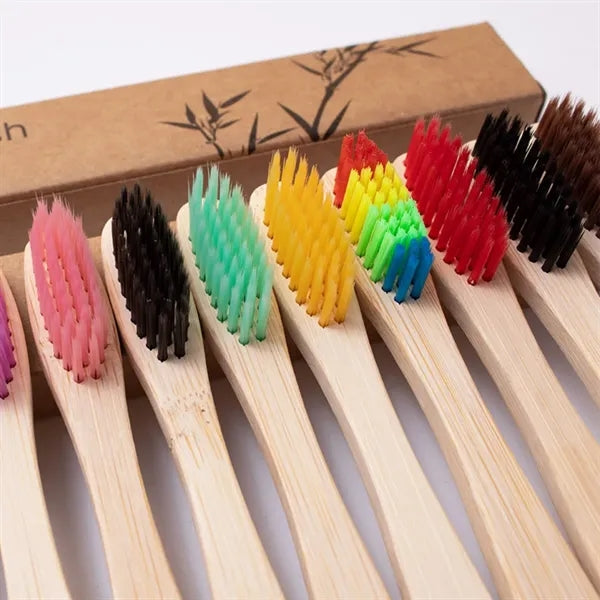 Eco-Friendly Rainbow Bristle Biodegradable Bamboo Toothbrush